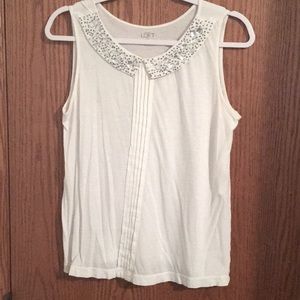 Loft Sleeveless Blouse with Bejeweled Collar